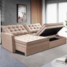 Sofá sem Caixa Retrátil Baú 1,80m Cama Inbox Secret Suede Velusoft Bege - 1