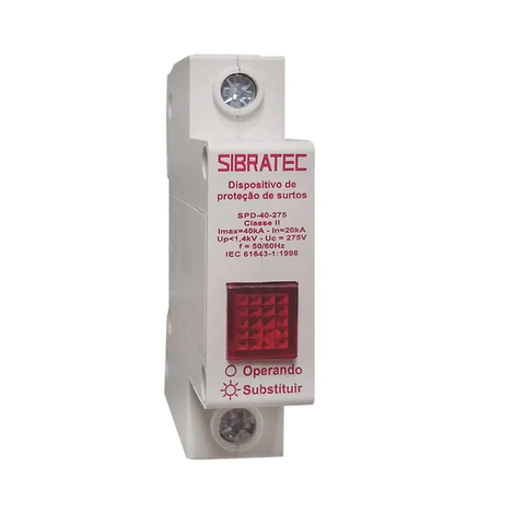 Protetor de Surto Dps 40ka 275v 1 Polo Cartucho Sibratec