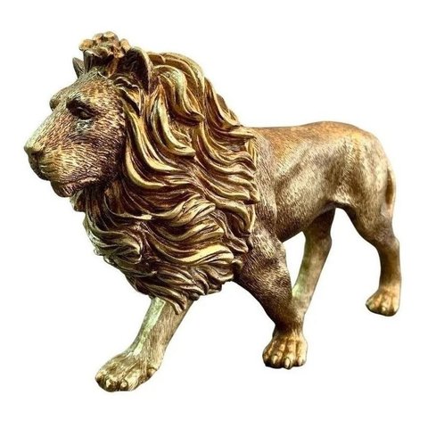 Decoração Escultura Leão em Poliresina Mart 14892