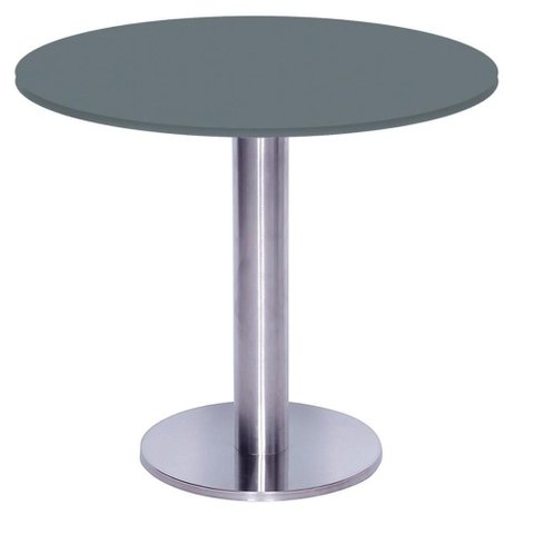 Mesa Beta Big Inox 75 Cm (alt) Disco Redondo Tampo Mdp Redondo 70 Cm (larg) X 2,50 Cm (alt) Grafito