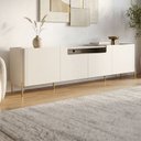 Ver imagem 1 de Rack para TV 260cm com 4 Portas Lisas 100% MDF e Pés em Metal Bege Luna/Bronze