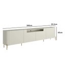 Ver imagem 3 de Rack para TV 260cm com 4 Portas Lisas 100% MDF e Pés em Metal Bege Luna/Bronze
