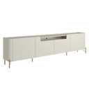 Ver imagem 2 de Rack para TV 260cm com 4 Portas Lisas 100% MDF e Pés em Metal Bege Luna/Bronze