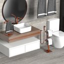 Ver imagem 3 de Porta Papel Higiênico de Chão e Toalha Lavabo Rose Gold.d