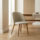 Ver imagem 1 de Cadeira para Sala de Jantar Estofada Ergonômica Madeira Maciça Ediane Bege Yescasa