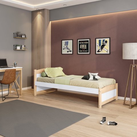 Cama Solteiro Madeira Maciça/mdf Teen Casatema MadeiraOriginals