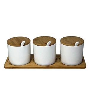 Porta tempero jogo com 3 peças em ceramica