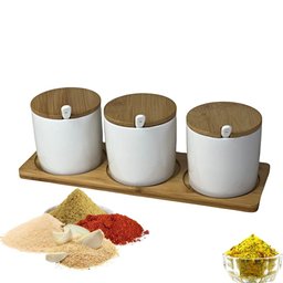 Porta tempero jogo com 3 peças em ceramica - 5