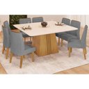 Ver imagem 1 de Sala de Jantar Completa Itália Tampo Madeirado C- Vidro Curvo 136x136cm e 8 Cadeiras Ondina Cedro-