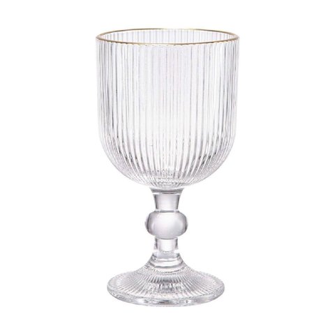Jogo de 6 Taças Cameratta em Cristal Ecológico com Borda Dourada 365ml - L'hermitage