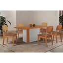 Ver imagem 1 de Conjunto: Mesa de Cozinha Pietá Tampo Curvo 180cm+6 Cadeiras Havana Naturale/off White - Corano