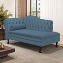 Ver imagem 1 de Divã Recamier Chaise Longue Lavínia 150cm Capitonê Pés de Madeira Linho Azul - Desk Design