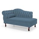 Ver imagem 4 de Divã Recamier Chaise Longue Lavínia 150cm Capitonê Pés de Madeira Linho Azul - Desk Design
