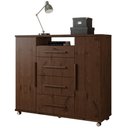 Ver imagem 1 de Comoda 4 Gavetas 2 Portas 1 Nicho com Rodizios Versa 135 cm Jacaranda Zanz