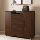 Ver imagem 2 de Comoda 4 Gavetas 2 Portas 1 Nicho com Rodizios Versa 135 cm Jacaranda Zanz