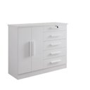 Ver imagem 2 de Cômoda com Sapateira e 5 Gavetas com Chave e Divisória Porta-Treco Tampo MDF Zeus Branca