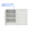 Ver imagem 4 de Cômoda com Sapateira e 5 Gavetas com Chave e Divisória Porta-Treco Tampo MDF Zeus Branca