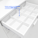 Ver imagem 6 de Cômoda com Sapateira e 5 Gavetas com Chave e Divisória Porta-Treco Tampo MDF Zeus Branca