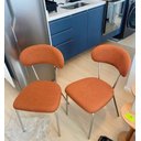 Ver imagem 2 de 2 Cadeiras Jantar Linho Terracota Estrutura Tubo Champagne