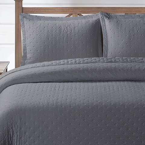 Cobreleito Queen Size 300 Fios Melynda Bordado Super Elegante:cinza