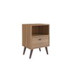 Mesa de Cabeceira Retrô 39cm C/ Prateleira Gaveta Pés Palito Cor:oak - 2