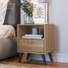 Mesa de Cabeceira Retrô 39cm C/ Prateleira Gaveta Pés Palito Cor:oak - 1