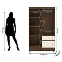 Ver imagem 3 de Guarda Roupa 4 Portas Espelho 102 Cm 10090 Imbuia Champanhe Vlr