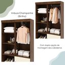 Ver imagem 4 de Guarda Roupa 4 Portas Espelho 102 Cm 10090 Imbuia Champanhe Vlr