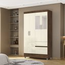 Ver imagem 7 de Guarda Roupa 4 Portas Espelho 102 Cm 10090 Imbuia Champanhe Vlr