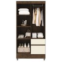 Ver imagem 2 de Guarda Roupa 4 Portas Espelho 102 Cm 10090 Imbuia Champanhe Vlr