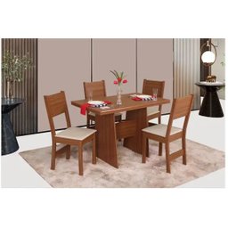 Conjunto Sala de Jantar Mesa Destak com 4 Cadeiras Milena Naturalle - Móveis São Carlos - 1