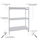 Ver imagem 5 de Estante de Livros Industrial Aço 80CMX104CM 3 Prateleiras Kuadra Branco