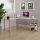 Ver imagem 1 de Mesa em L Office em Mdf Estilo Insdustrial Klm Store Bronze com Off White