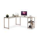 Ver imagem 2 de Mesa em L Office em Mdf Estilo Insdustrial Klm Store Bronze com Off White