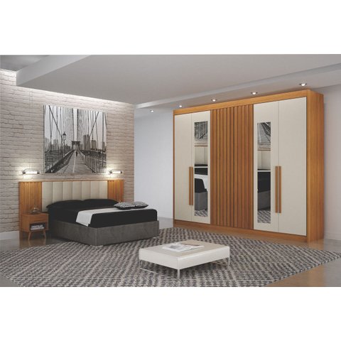 Dormitorio Casal Ripado Espelho 2PÇS Mirage - Arbo Design