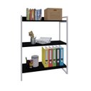 Ver imagem 2 de Estante de Livros Industrial Aço 80CMX104CM 3 Prateleiras Kuadra Preto
