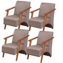 Ver imagem 1 de Kit 4 Poltronas Venus 1 Lugar Braço Madeira Maciça Tecido Suede Unidecor Cappuccino