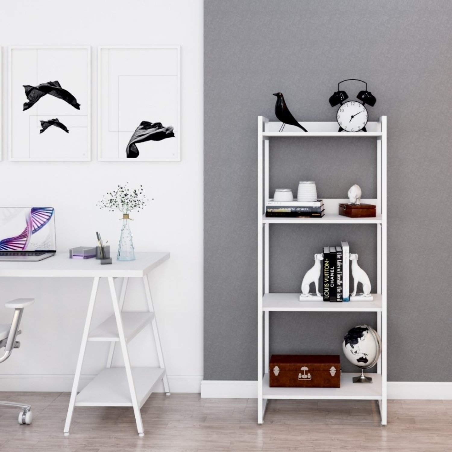 Estante para Livros Industrial 145cmx60cm 4 Prateleiras Kuadra - 1