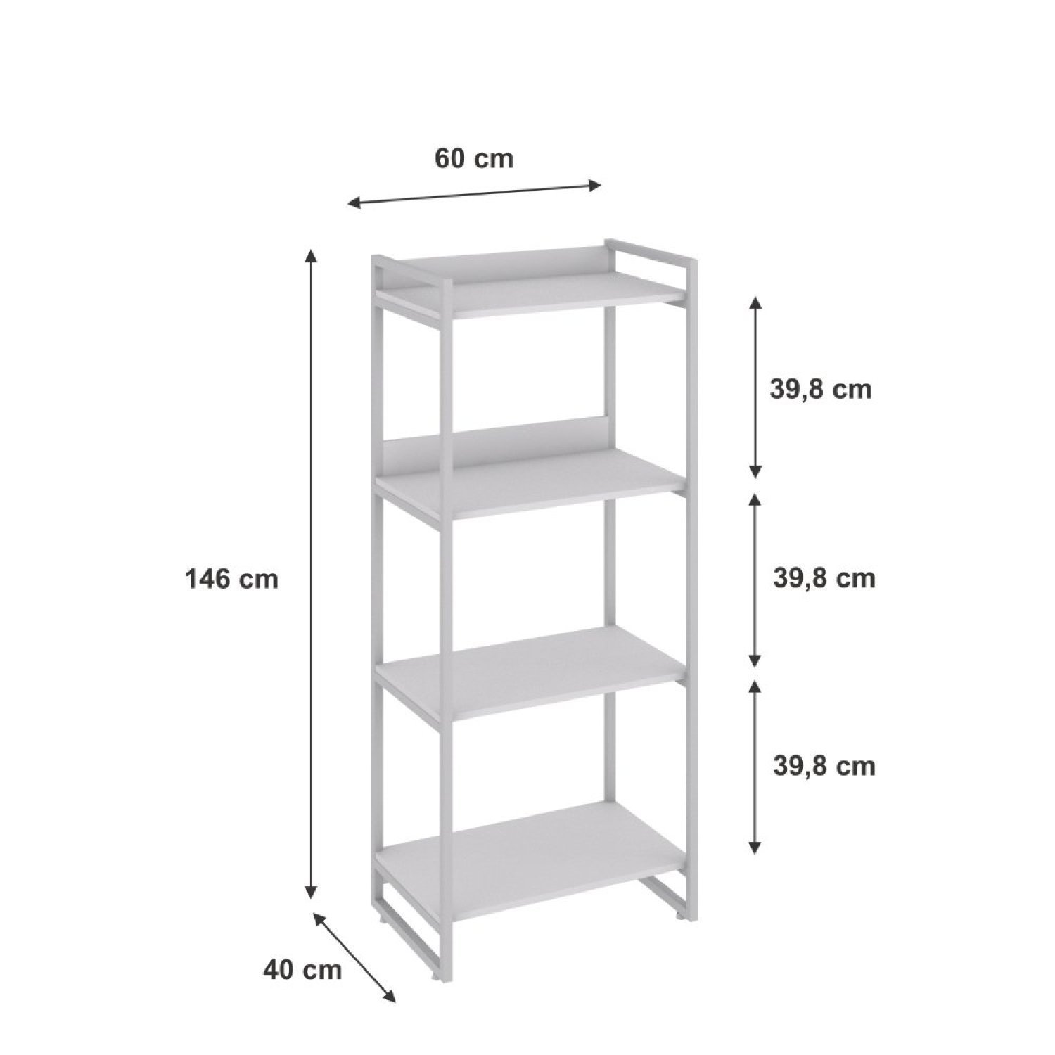 Estante para Livros Industrial 145cmx60cm 4 Prateleiras Kuadra - 4