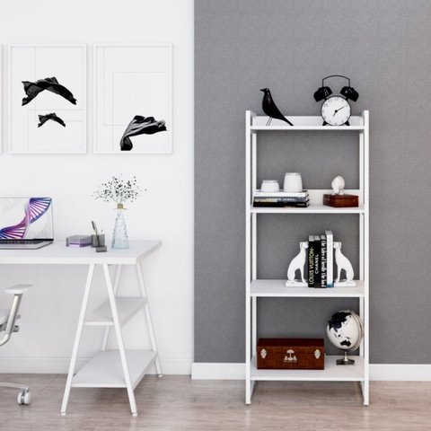 Estante de Livros Industrial Aço 60CMX146CM 4 Prateleiras Kuadra Branco