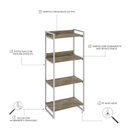 Ver imagem 5 de Estante de Livros Industrial Aço 60CMX146CM 4 Prateleiras Kuadra Marrom