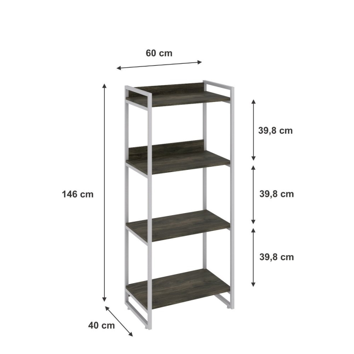 Estante para Livros Industrial 145cmx60cm 4 Prateleiras Kuadra - 4