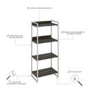 Ver imagem 5 de Estante de Livros Industrial Aço 60CMX146CM 4 Prateleiras Kuadra Marrom