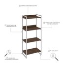Ver imagem 5 de Estante de Livros Industrial Aço 60CMX146CM 4 Prateleiras Kuadra Marrom
