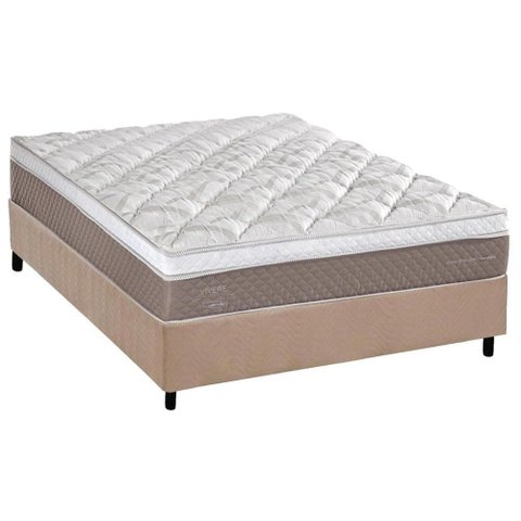 Conjunto Box Casal: Colchão Molas Herval Ensacadas C1624 + Base Crc Suede Clean (138x188)