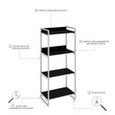 Ver imagem 5 de Estante de Livros Industrial Aço 60CMX146CM 4 Prateleiras Kuadra Preto