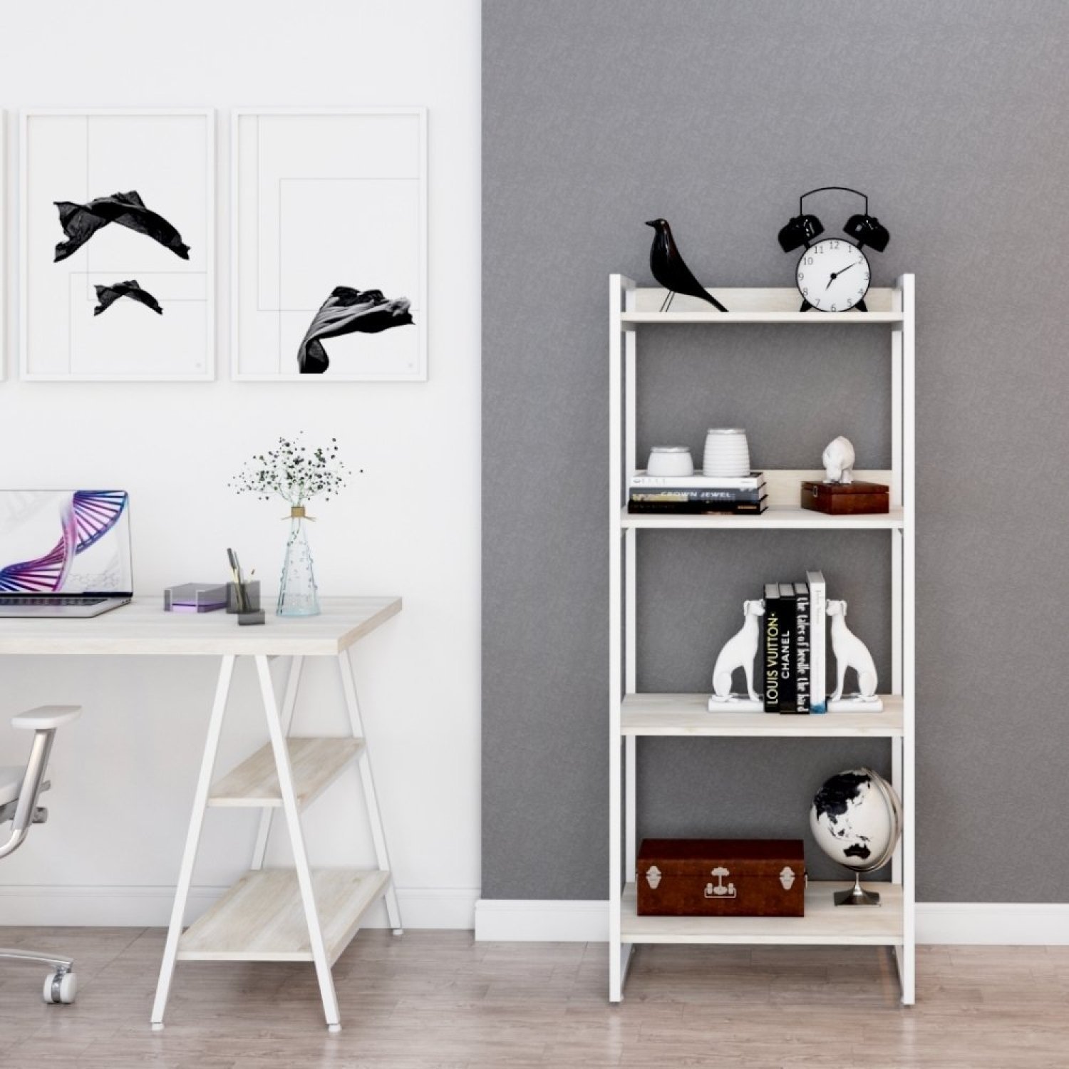 Estante para Livros Industrial 145cmx60cm 4 Prateleiras Kuadra - 1