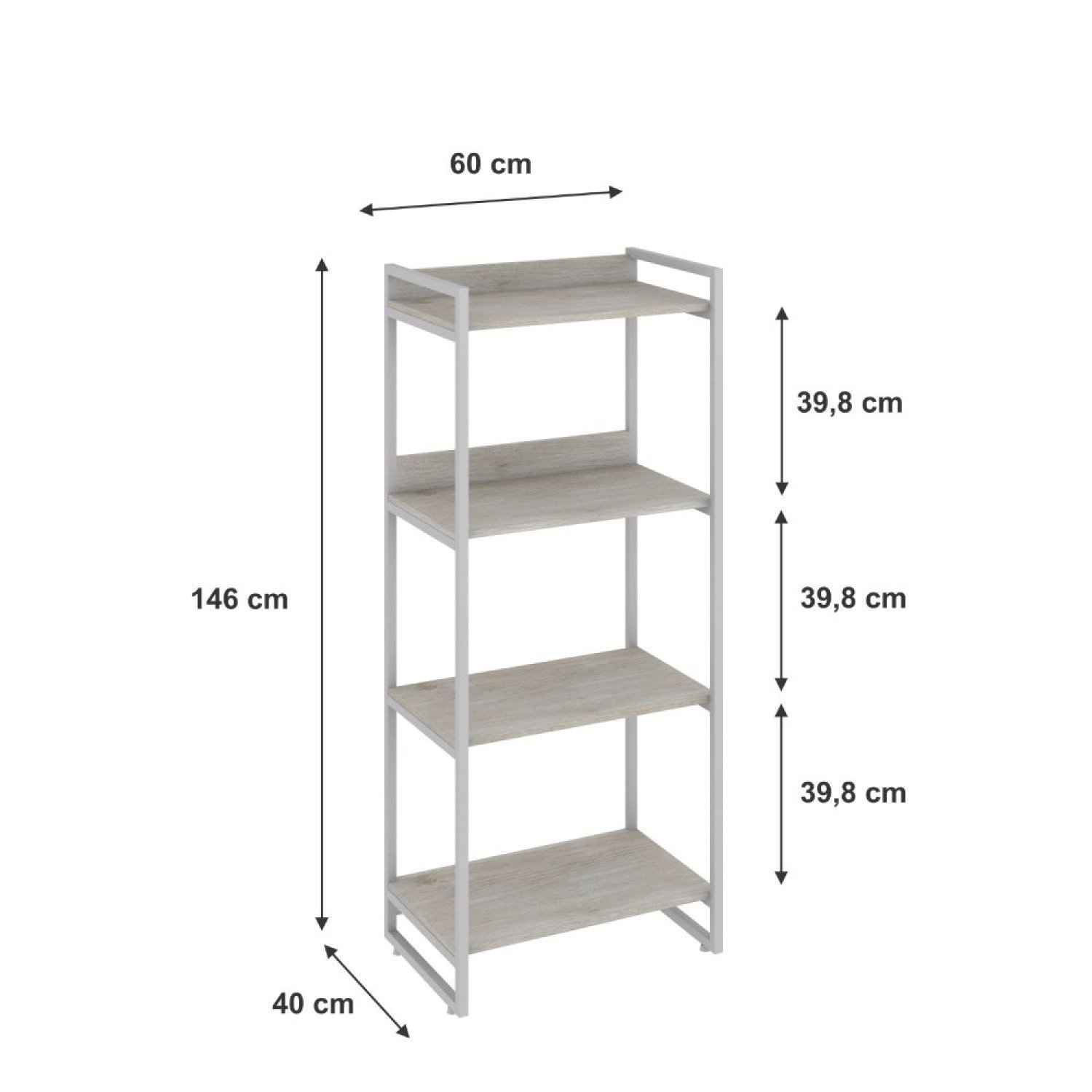 Estante para Livros Industrial 145cmx60cm 4 Prateleiras Kuadra - 4