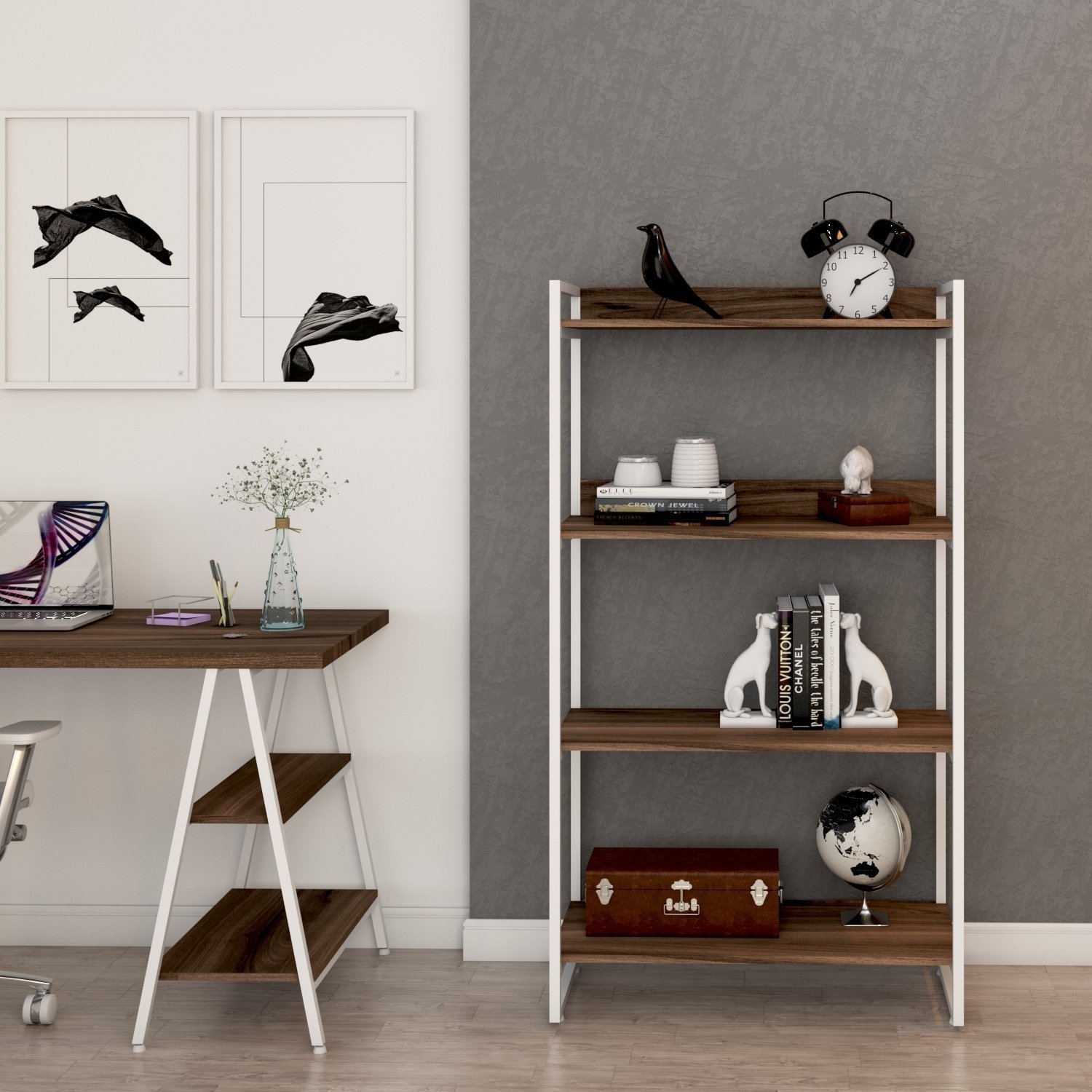 Estante para Livros Industrial 145cmx80cm 4 Prateleiras Kuadra - 1