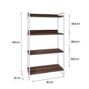 Ver imagem 4 de Estante de Livros Industrial Aço 80CMX146CM 4 Prateleiras Kuadra Marrom